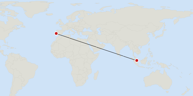 Lissabon → Singapur