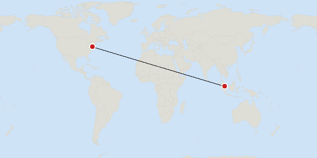 Singapur → Filadelfia